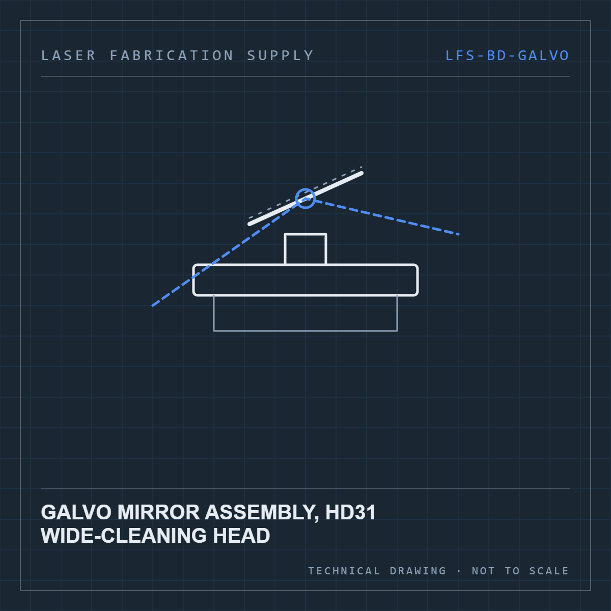 Bodor Galvo mirror assembly, HD31 wide-cleaning head — technical drawing