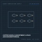 Bodor Copper nozzle assortment, 6-pack (AS/CS/ES/BS/FS/WD24) — technical drawing
